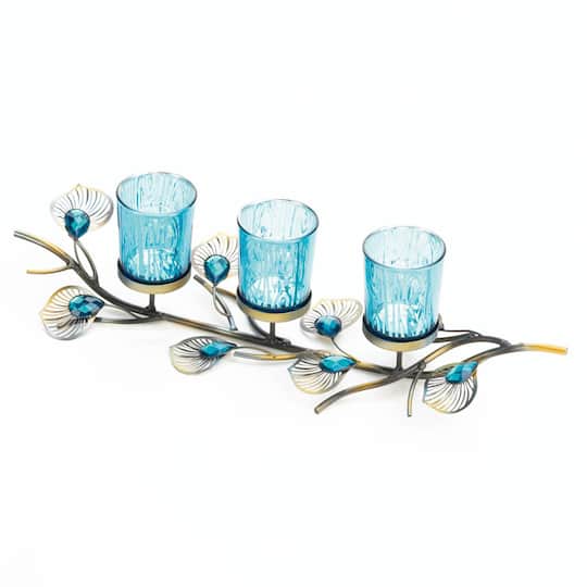 16&#x27;&#x27; Peacock Inspired Candle Trio 